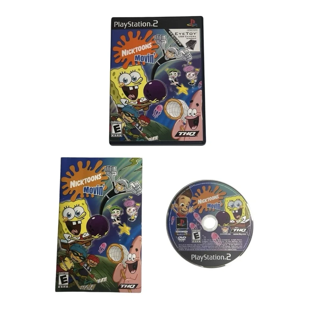Nicktoons Movin' PlayStation 2 PS2 Complete CIB Video Game Tested Working
